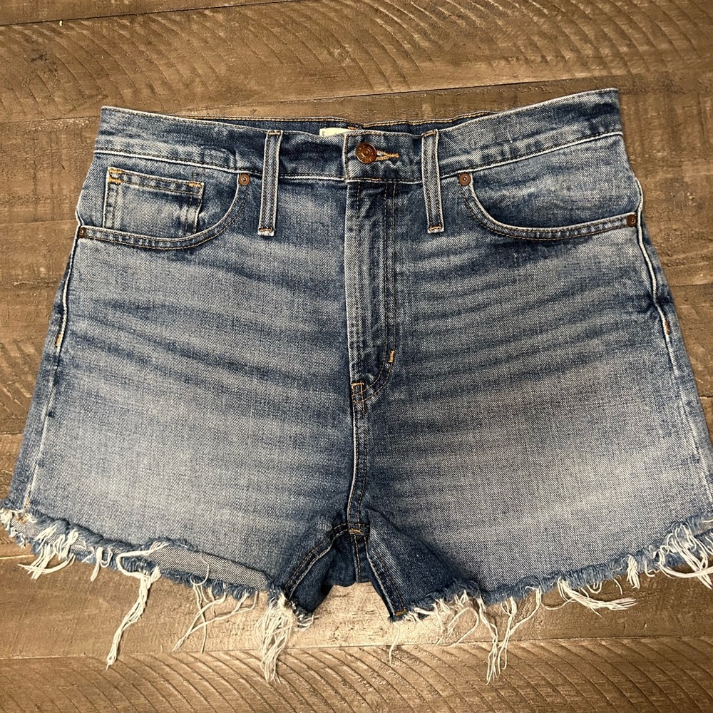 Madewell Blue Frayed Jean Shorts